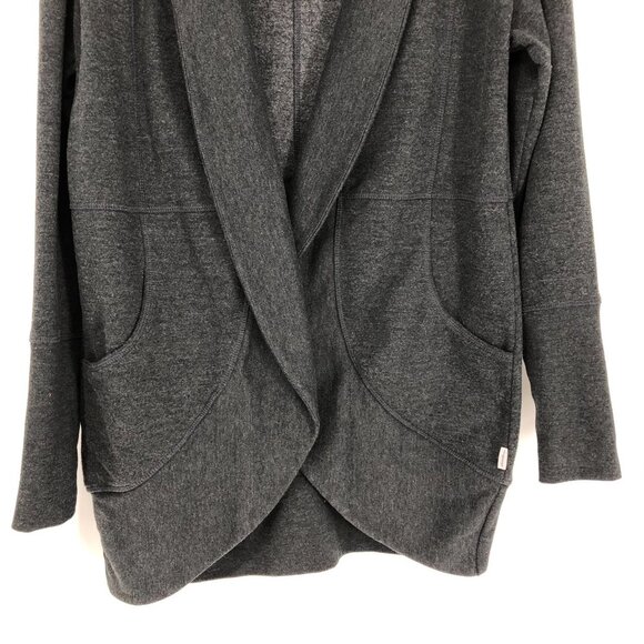 Eddie Bauer Heathered Charcoal/Dark grey Camp Fleece Wrap Cardigan Sweater M - Picture 8 of 16